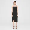 Theory Draped Crepe Midi Dress In Black