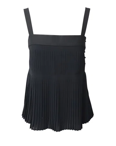 Theory Pleated Strap Top In Polyester In Black