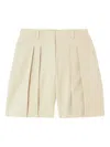 Theory Pleated Tailored Shorts In Neutral