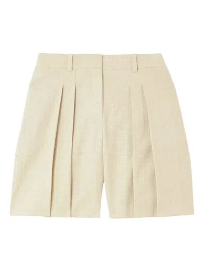 Theory Pleated Tailored Shorts In Neutral