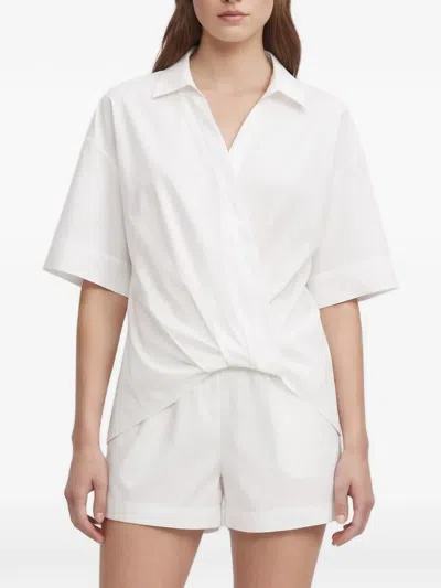 Pre-owned Theory Pleated Twisted-detail Shirt In White