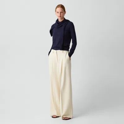 Theory Pleated Wide-leg Pant, 30'' In Admiral Crepe In Neutral