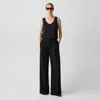 Theory Pleated Wide-leg Pant, 30'' In Admiral Crepe In Black