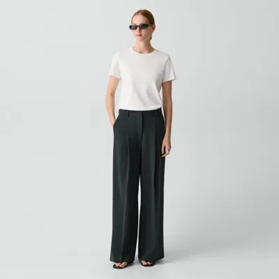 Theory Pleated Wide-leg Pant, 33'' In Admiral Crepe In Black