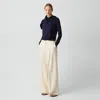 Theory Pleated Wide-leg Pant, 33'' In Admiral Crepe In Neutral