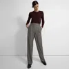 Theory Pleated Wide-leg Pant In Wool Flannel In Multi