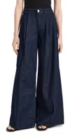 THEORY PLEATED WIDE PANTS INDIGO