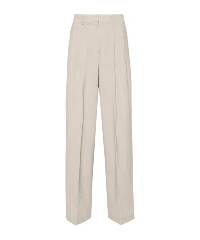Theory Pleated Wide Trousers In Nude