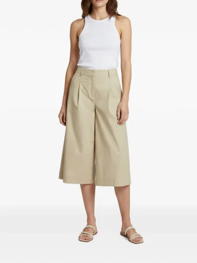 Pre-owned Theory Pleated Wide-leg Culottes In Neutral