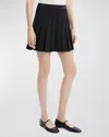 THEORY PLEATED WOOL SUITING MINI SKIRT