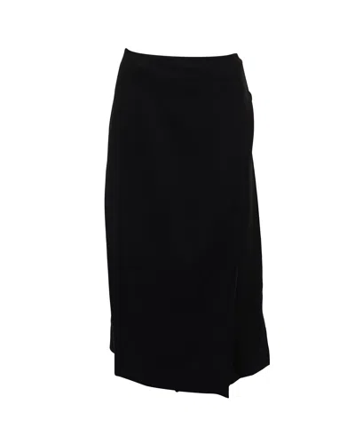 Theory Pleated Wrap Skirt In Black Crepe Polyester
