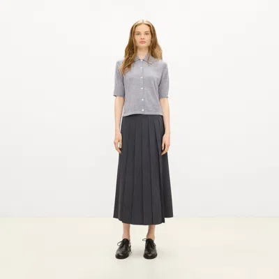 Theory Pleated Wrap Skirt In Drape Flannel In Gray