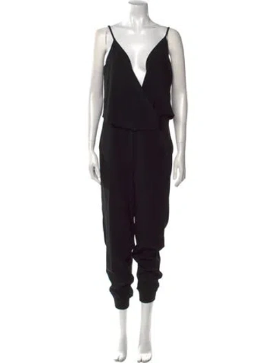 Pre-owned Theory Plunge Neckline Jumpsuit In Black