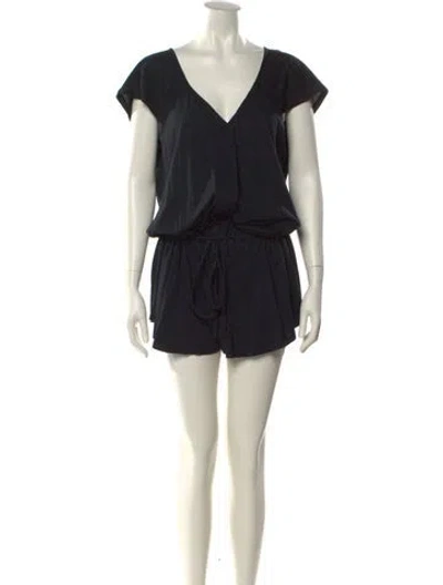 Pre-owned Theory Plunge Neckline Romper In Black