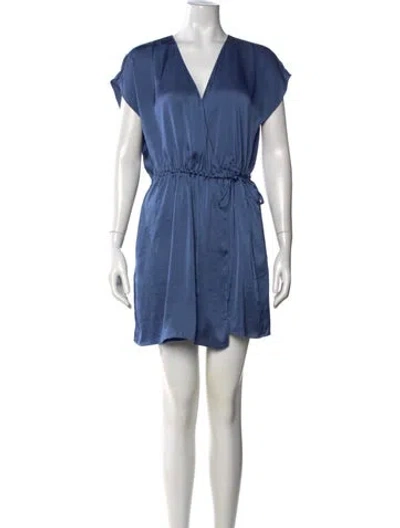 Pre-owned Theory Plunge Neckline Romper In Blue