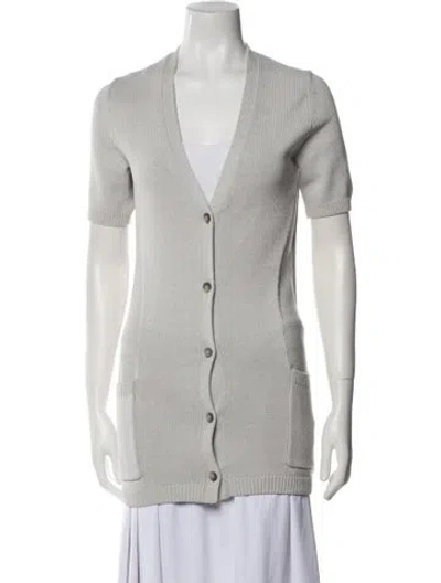 Pre-owned Theory Plunge Neckline Sweater In Neutral