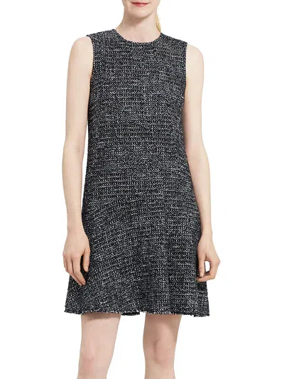 Theory Plus Womens Tweed Short Sheath Dress In Grey