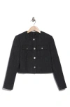 Theory Cardigan Jacket In Tweed In Charcoal Melange