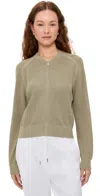 Theory Pointelle Bomber Taupe In Green