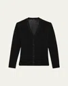 Theory Pointelle V-neck Cardigan In Black