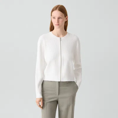 Theory Pointelle Cardigan In Crepe Knit In White