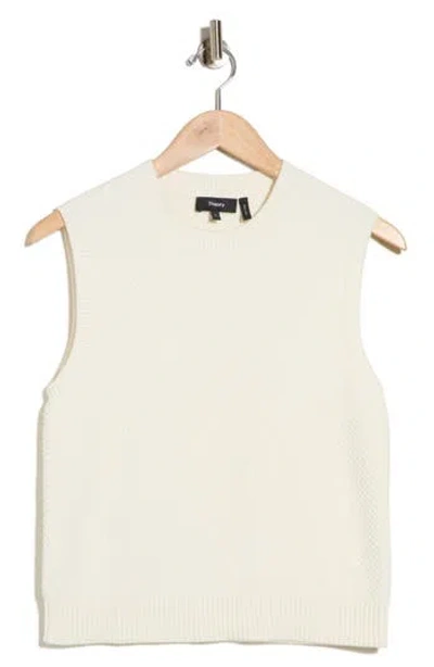 Theory Pointelle Cotton Blend Sweater Vest In White