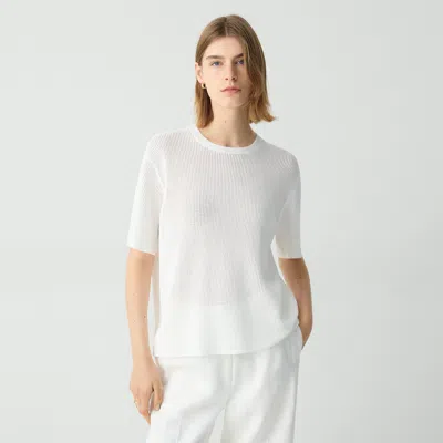 THEORY POINTELLE TEE IN CREPE KNIT