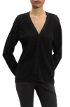 Theory Pointelle V-neck Cardigan In Black