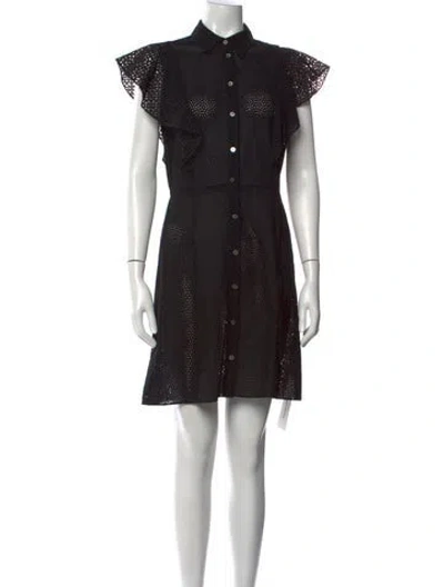 Pre-owned Theory Polka Dot Print Mini Dress In Black