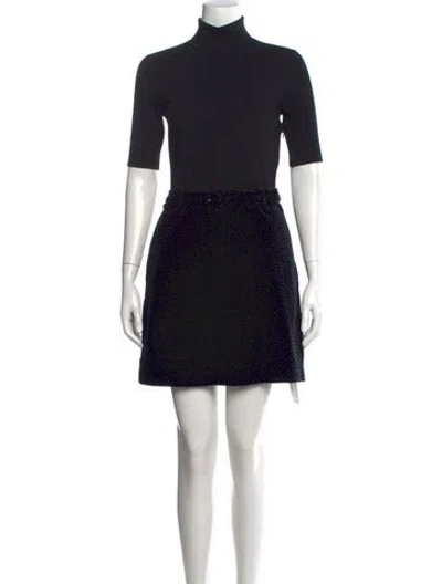 Pre-owned Theory Polka Dot Print Mini Dress In Black