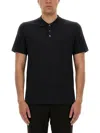 Theory Double Layered Johnny Collar Polo Shirt In Black