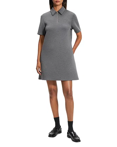THEORY POLO COLLAR HALF ZIP MINI DRESS