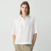 Theory Polo Shirt In Relaxed Linen In White
