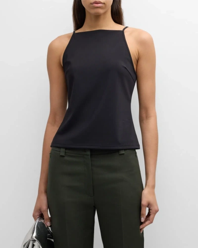 Theory Ponte Square-neck Tank Top In Black
