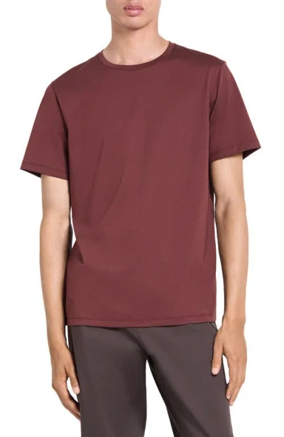 Theory Precise Cotton T-shirt In Burgundy