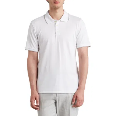 Theory Precise Stretch Pima Cotton Polo In Ivory/opal