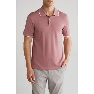 Theory Precise Stretch Pima Cotton Polo In Lt Plum/ivory - 0s9