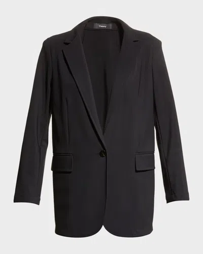 Theory Precision Ponte Boyfriend Blazer In Black