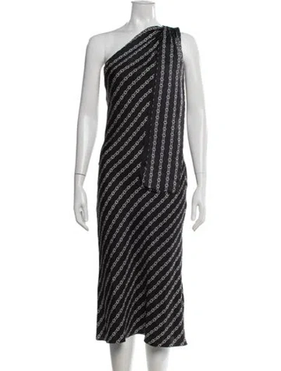 Pre-owned Theory Printed Midi Length Dress In Black