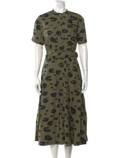 Pre-owned Theory Printed Midi Length Dress In Green