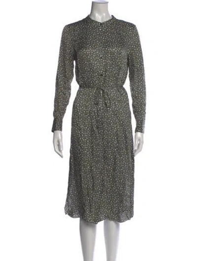 Pre-owned Theory Printed Midi Length Dress In Green
