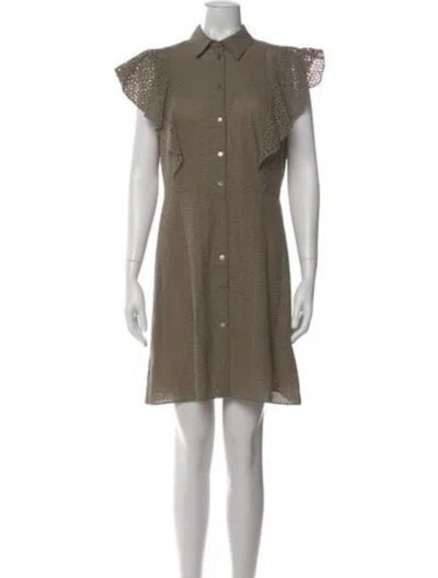Pre-owned Theory Printed Mini Dress In Green