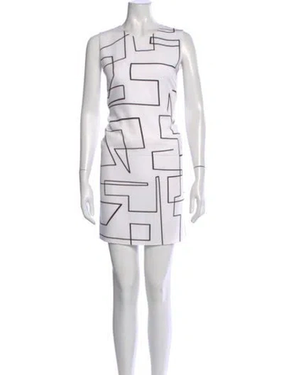 Pre-owned Theory Printed Mini Dress In White