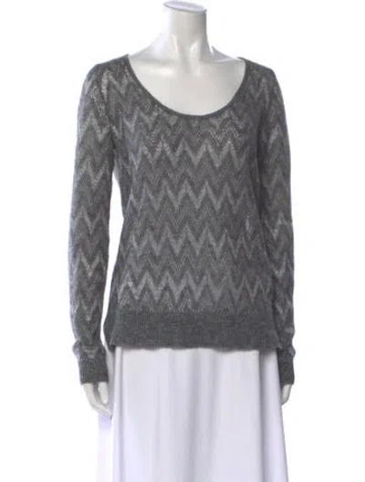 Pre-owned Theory Printed Scoop Neck Sweater In Gray
