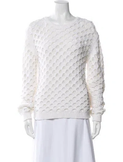 Pre-owned Theory Printed Scoop Neck Sweater In White
