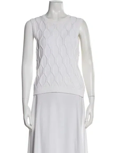 Pre-owned Theory Printed Scoop Neck Sweater In White