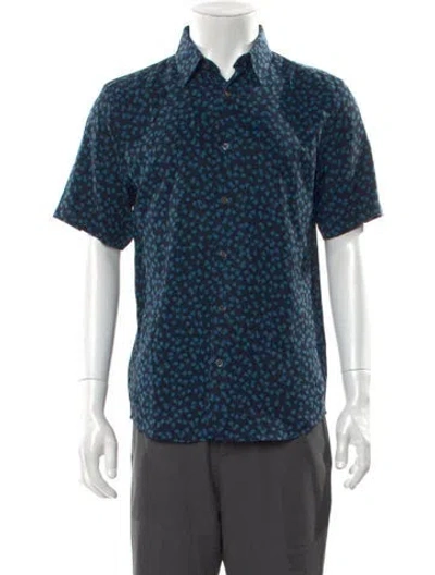 Pre-owned Theory Printed Short Sleeve Shirt W/ Tags In Blue