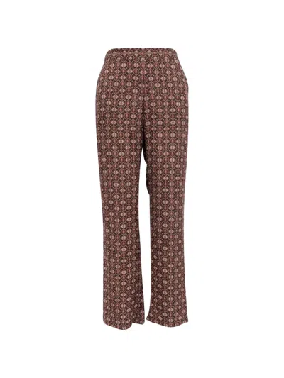 Pre-owned Theory Printed Straight-leg Trousers In Brown