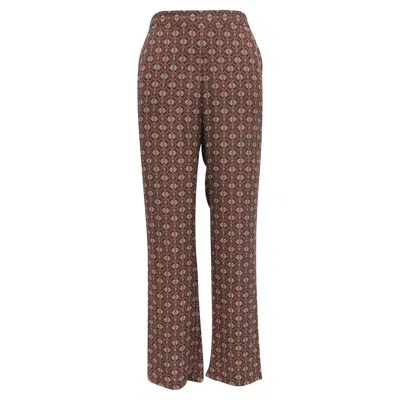 Theory Printed Straight-leg Trousers In Multicolor Silk In Brown