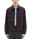 Theory Wool Gabardine Shirt Jacket In Aubergine